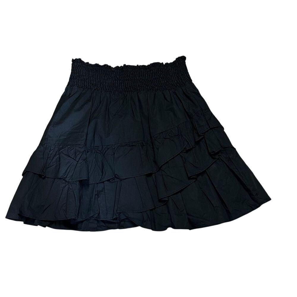 The Shirt by Rochelle Behrens Ruffled Mini Skirt in Black NWT Size Large